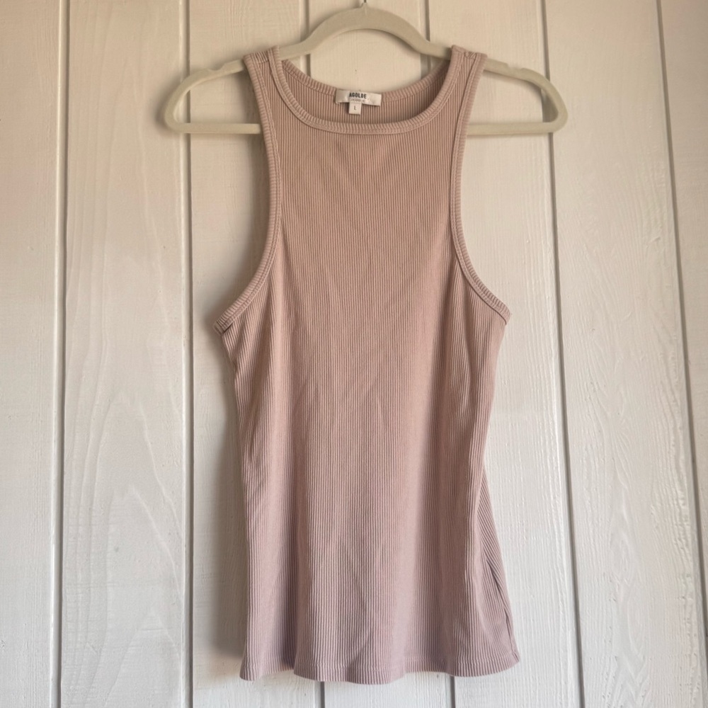 Agolde Beige Ribbed Tank Top